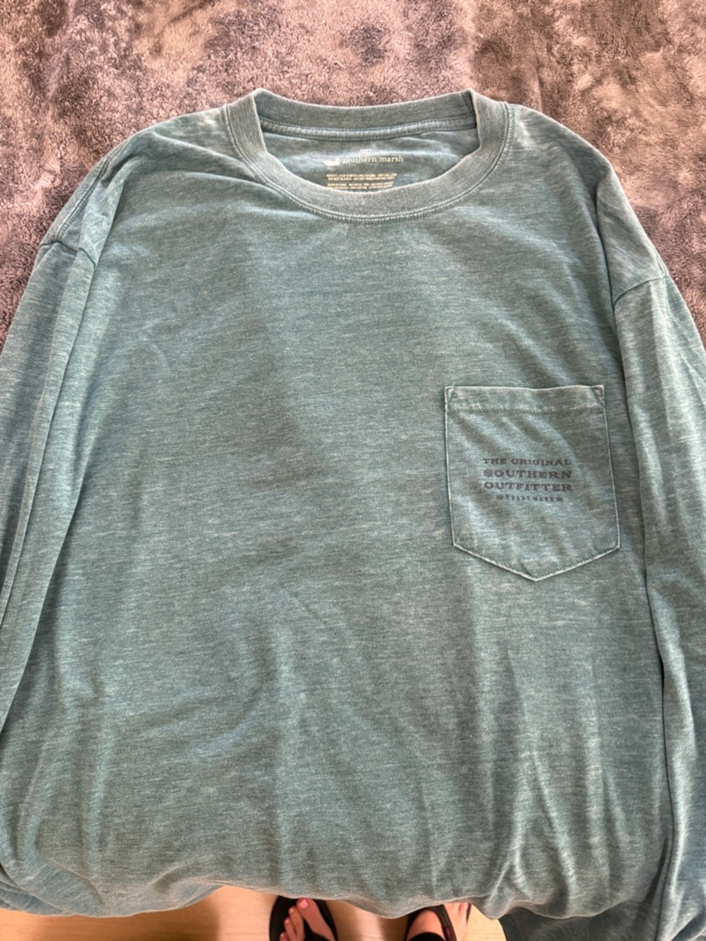 Southern Marsh Long-Sleeve Pocket Tee - Seafoam Green